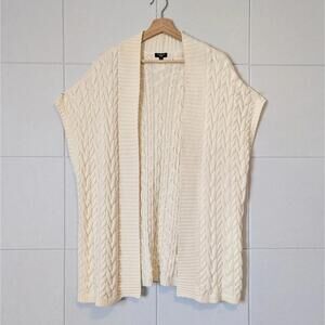 Talbots chunky cotton cable knit open front cardigan